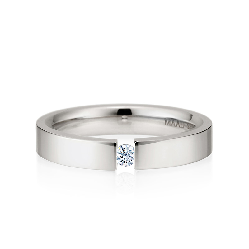 게르만헤로스 텐션밴드링 (4mm) 14k 화이트골드 0.1ct