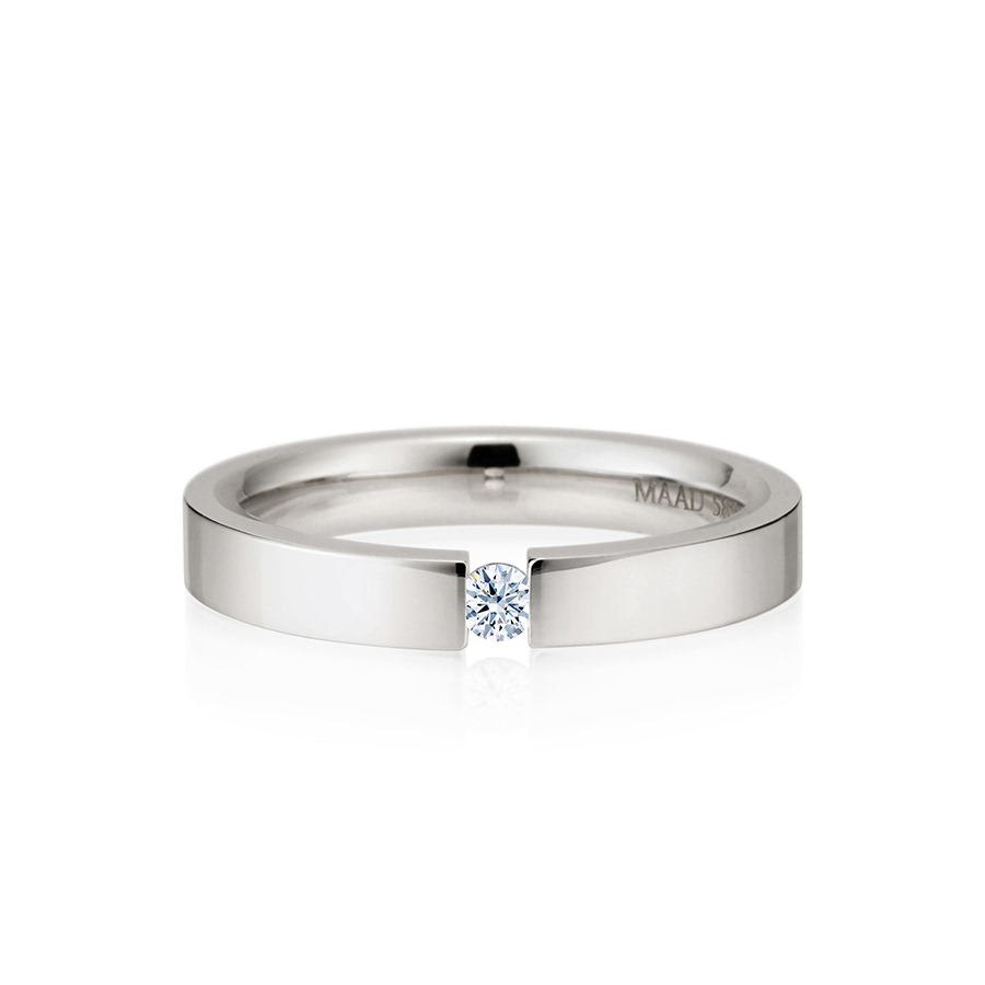게르만헤로스 텐션밴드링 (3mm) 14k 화이트골드 0.07ct