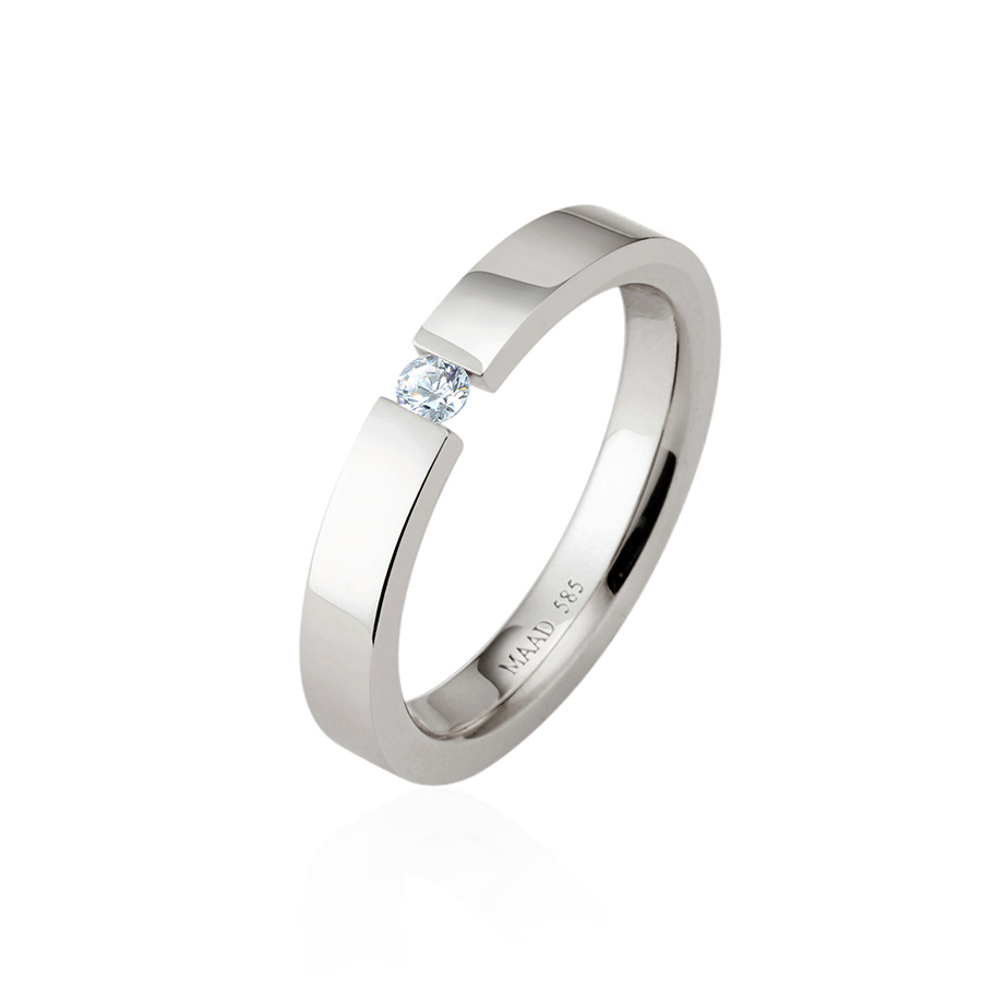 게르만헤로스 텐션밴드링 (3mm) 14k 화이트골드 0.07ct