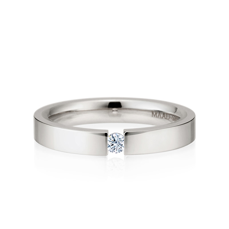 게르만헤로스 텐션밴드링 (3mm) 14k 화이트골드 0.07ct