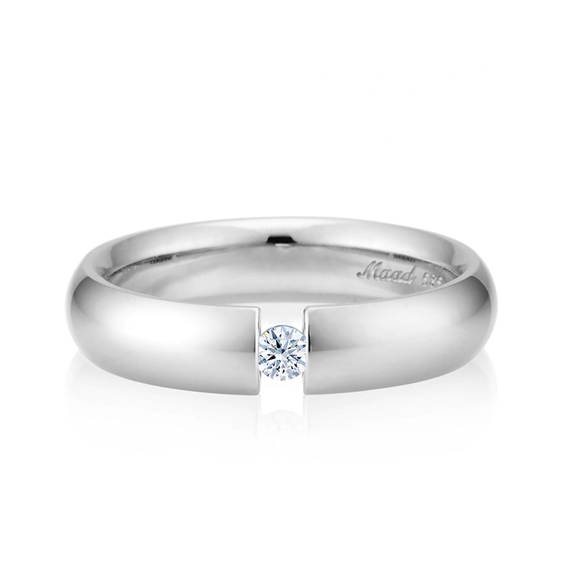잉글리쉬헤로스 텐션밴드링 (5mm) 14k 화이트골드 0.1ct