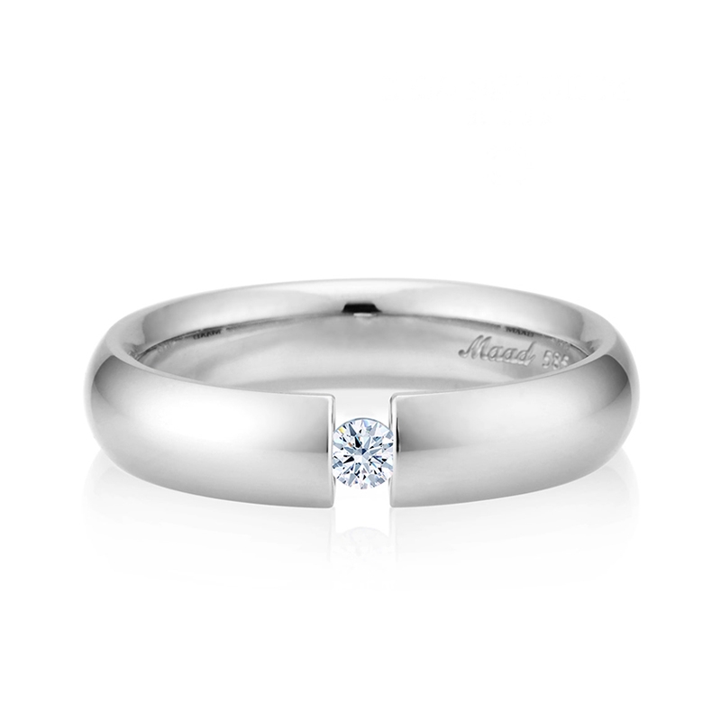 잉글리쉬헤로스 텐션밴드링 (5mm) 14k 화이트골드 0.1ct