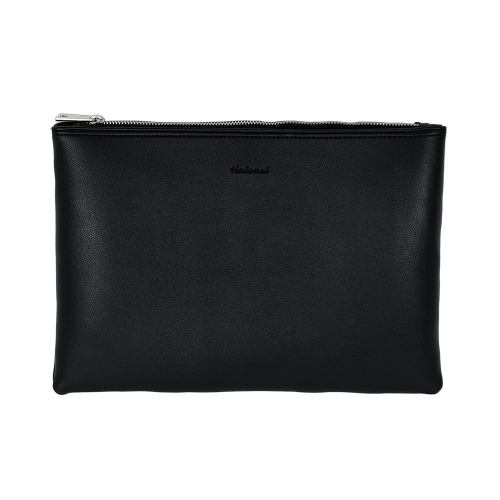 METAL ZIPPER SIMPLE CLUTCH / BLACK