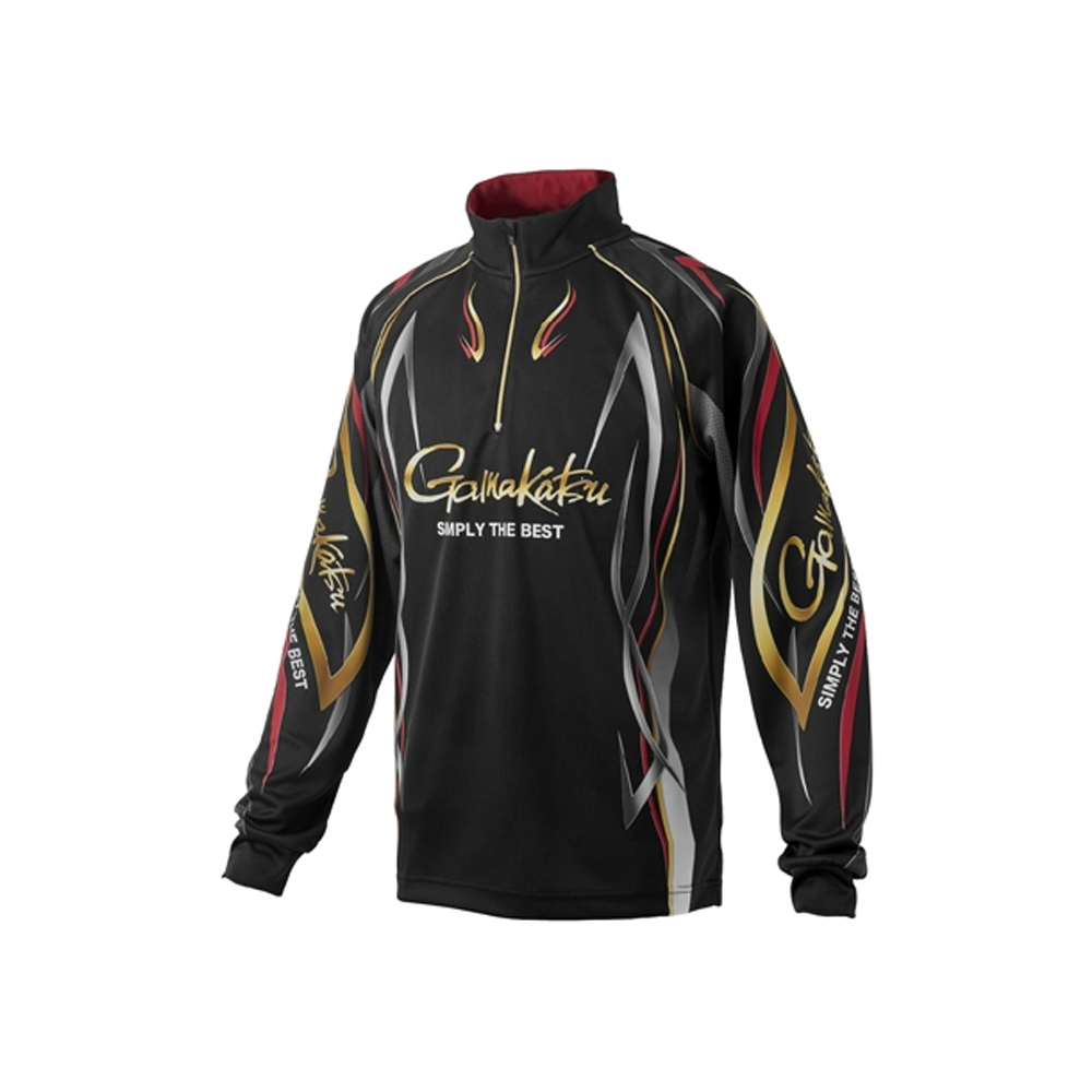 가마가츠 GM-3734 2웨이 집셔츠 긴팔 낚시상의 블랙레드