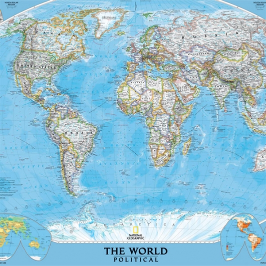 [내셔널지오맵 3색] 세계지도벽지