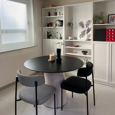 (11월특가) 헨지디자인 비노 샌드베이지 라운드 블랙 오크 테이블 (-11/16)