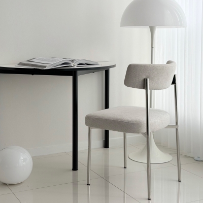 (1월특가) [단독최저] 헨지디자인 씨엘 라운드 패브릭 체어 (머스터드 / 하운즈 체크 / 아이보리) (-1/31)