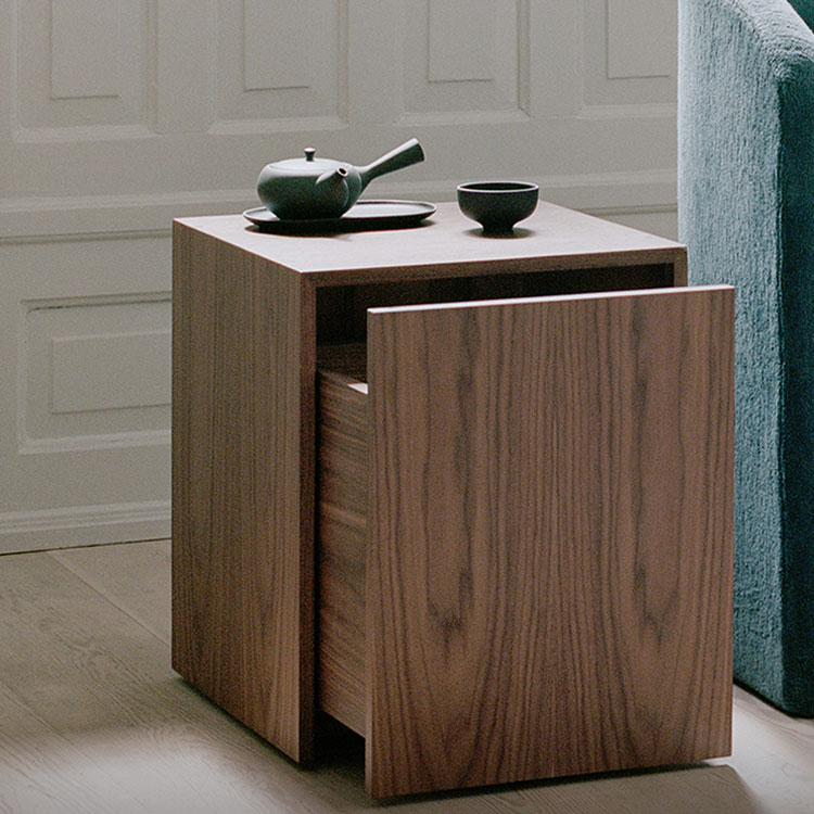 뉴웍스 매스 사이드 테이블 (서랍형) - 월넛