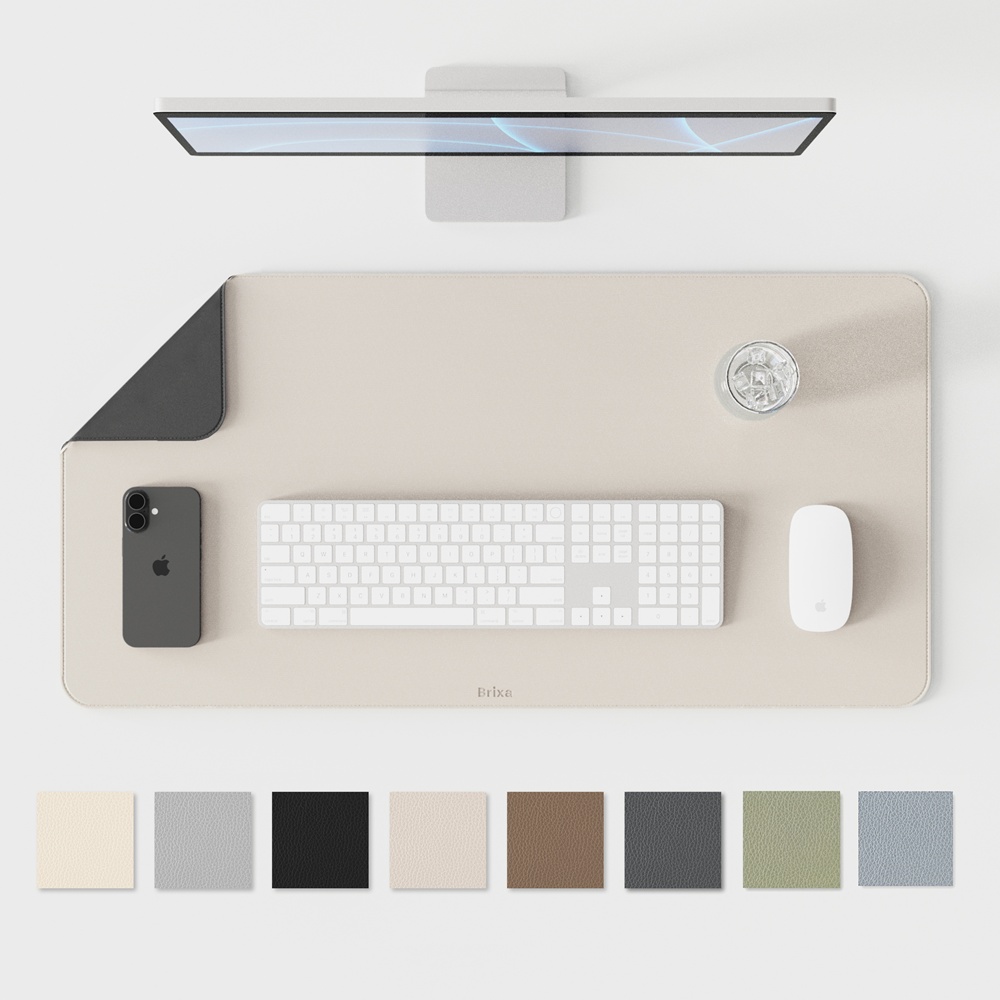 (페스타세일) 브릭사 가죽 데스크매트 마우스패드 논슬립 장패드 스톤아이보리