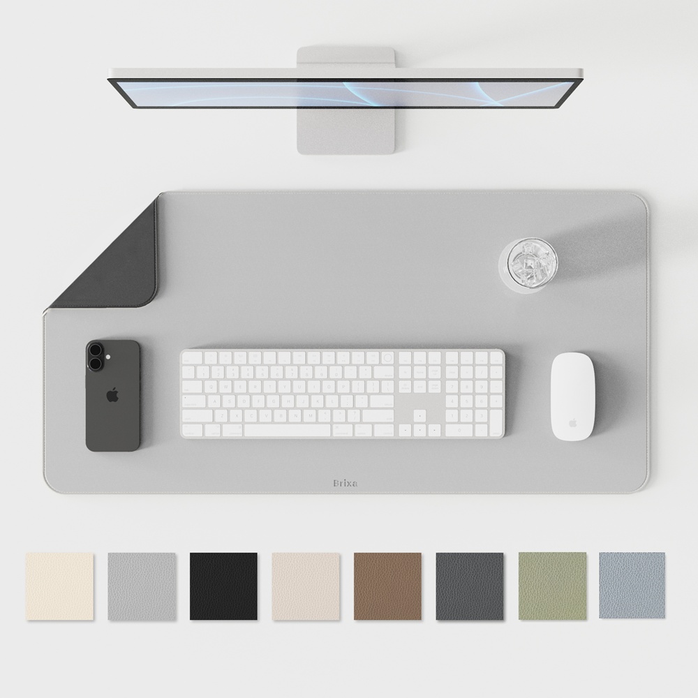 (페스타세일) 브릭사 가죽 데스크매트 마우스패드 논슬립 장패드 라이트그레이