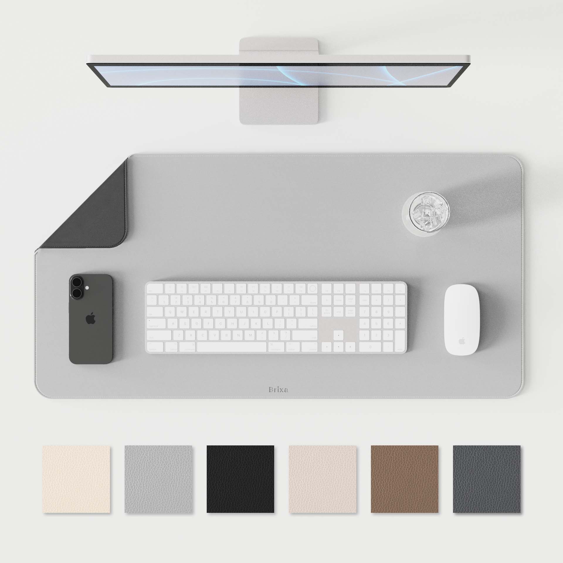 (1월특가) 브릭사 가죽 데스크매트 마우스패드 논슬립 장패드 라이트그레이