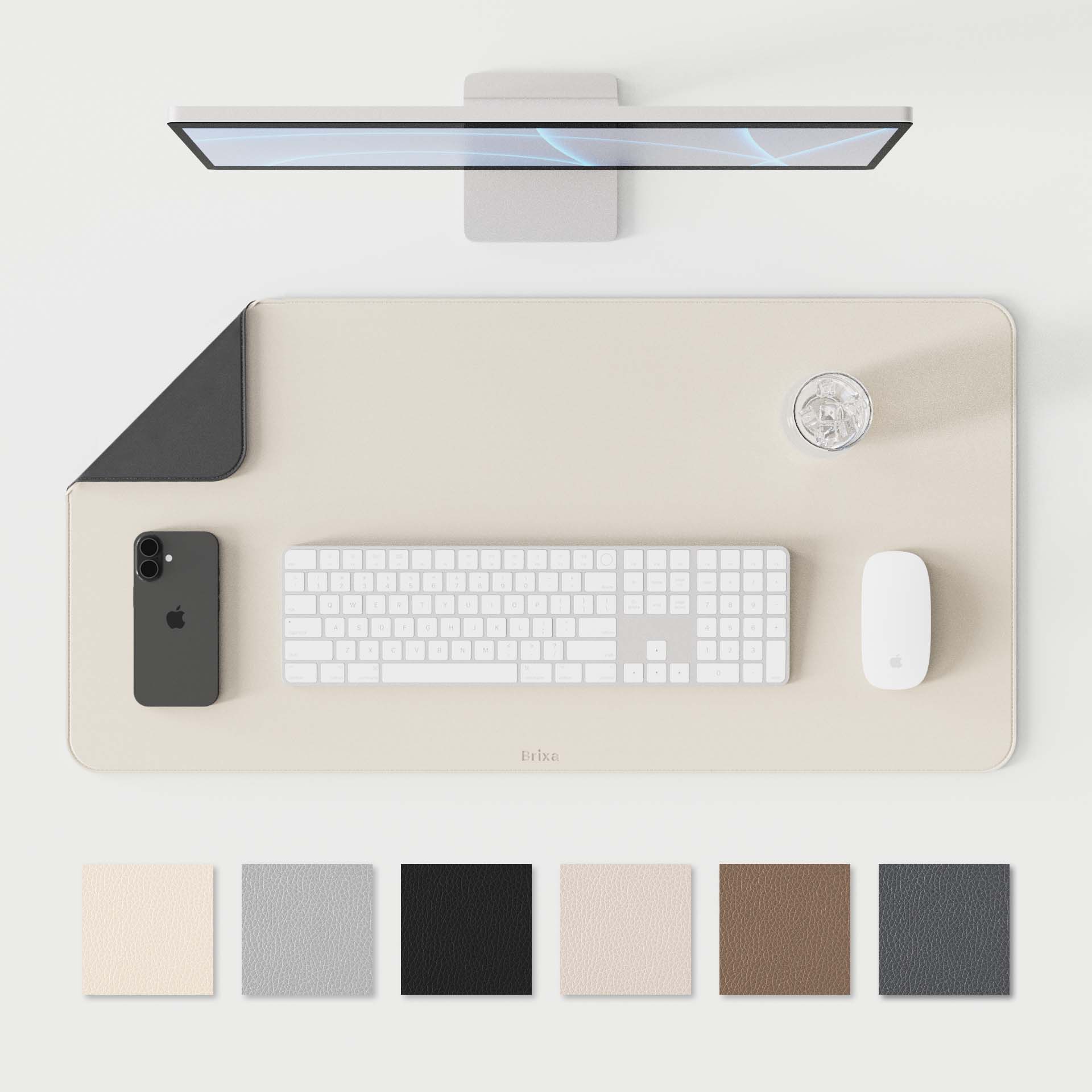 (2월특가) 브릭사 가죽 데스크매트 마우스패드 논슬립 장패드 아이보리