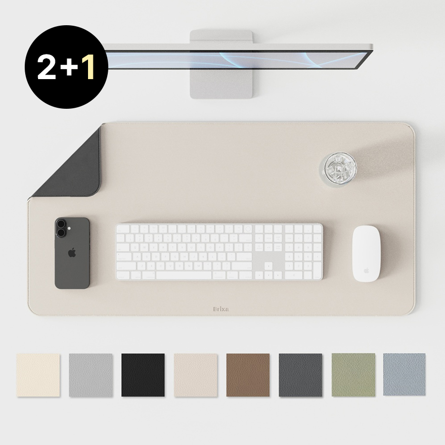 (페스타세일) [2+1] 브릭사 가죽 데스크매트 마우스패드 논슬립 장패드 키보드