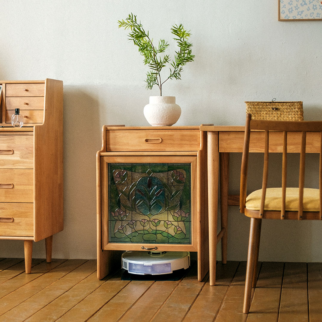 (11월특가) 장미맨숀 리브 원목 로봇청소기 수납장 01 2colors