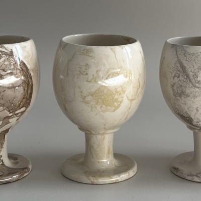 [플레인세라믹] 마블 와인잔 Marble Wine Glass (Sanded)