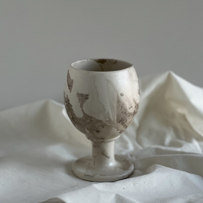 [플레인세라믹] 마블 와인잔 Marble Wine Glass (Taupe_Matt)