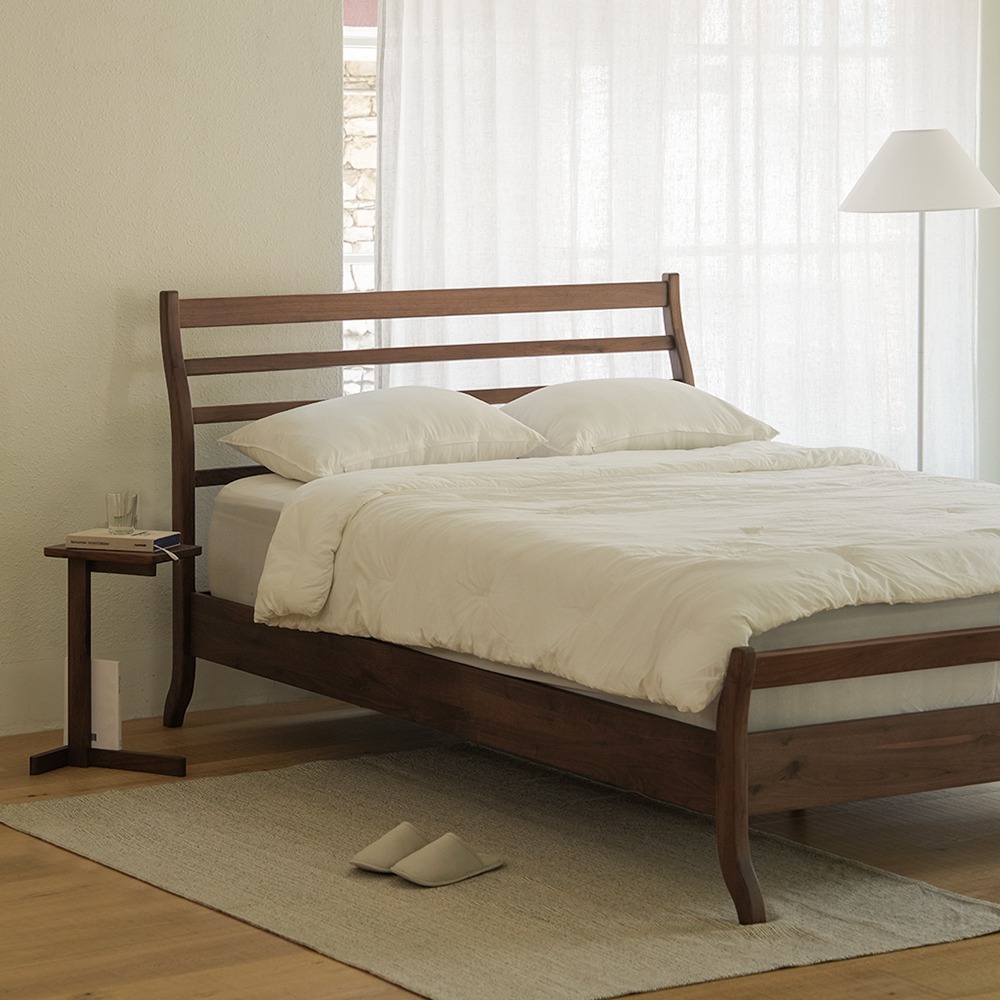 (11월특가) 라미에스 로니 월넛 호두나무 원목 침대 프레임