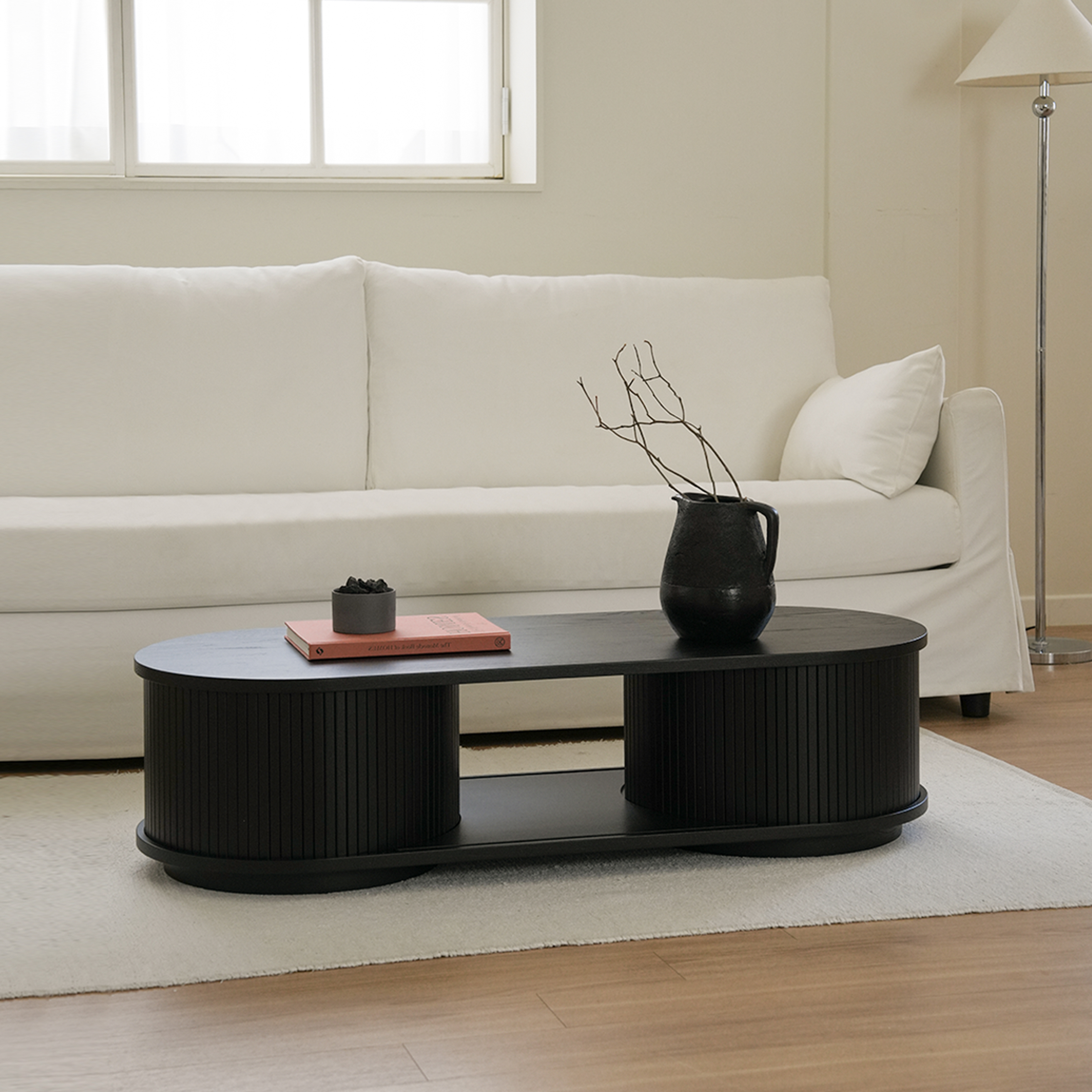 (1월특가) 라미에스 스위브 애쉬 블랙 거실 테이블 1250