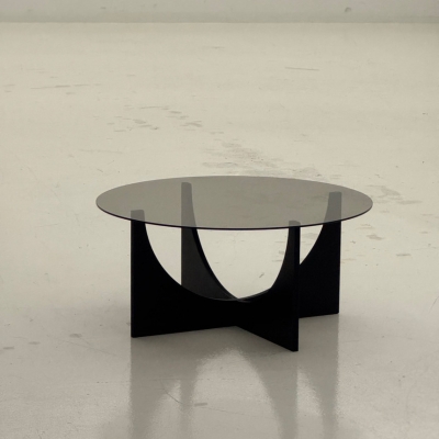 누브레 루나 아크 블랙 원형 거실 테이블