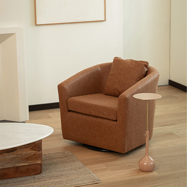 (1월특가) [단독최저] 스튜디오딥스 리베라 브라운 비건 레더 스위블 1인 소파 (-2/2)