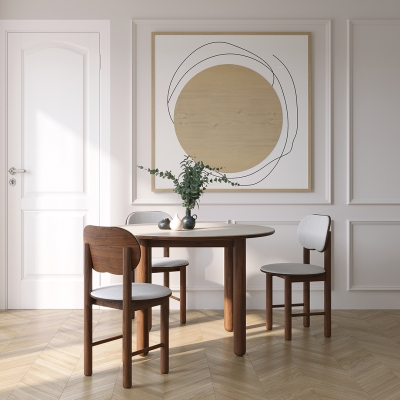 지아띠 뮤이 라운드 포세린 식탁 테이블 - 월넛