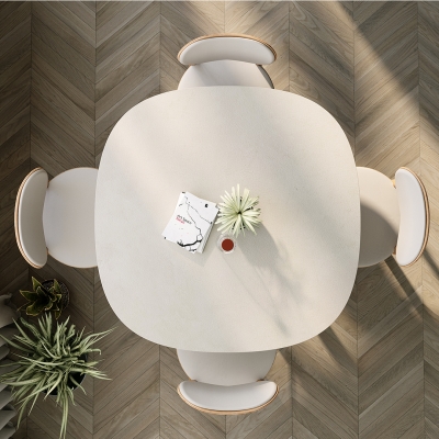 지아띠 뮤이 라운드 포세린 식탁 테이블 - 오크