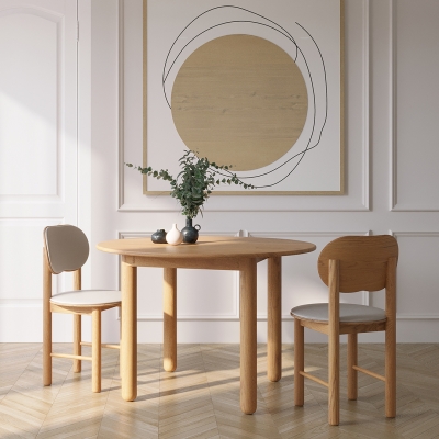 (11월특가) 지아띠 뮤이 원목 라운드 식탁 테이블 - 오크 (-11/30)