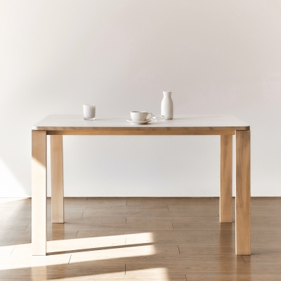 (1월특가) 세마나 화이트엣지 원목 테이블 - 1200x800 / SEMANA White(EeayClean) Edge Table