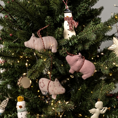 [메일레그] 크리스마스 돼지 패브릭 오너먼트 3종 세트