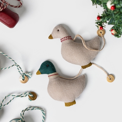 [메일레그] 크리스마스 덕 패브릭 오너먼트 2종 세트