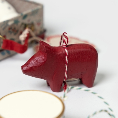 [메일레그] 크리스마스 돼지 우드 오너먼트