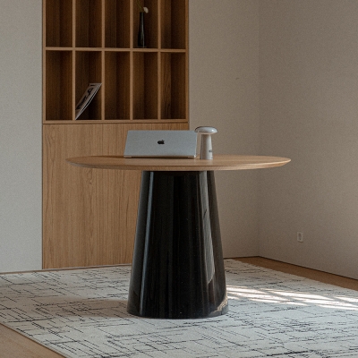 (1월특가) [단독최저] 헨지디자인 비노 블랙 라운드 오크 테이블 (-1/31)