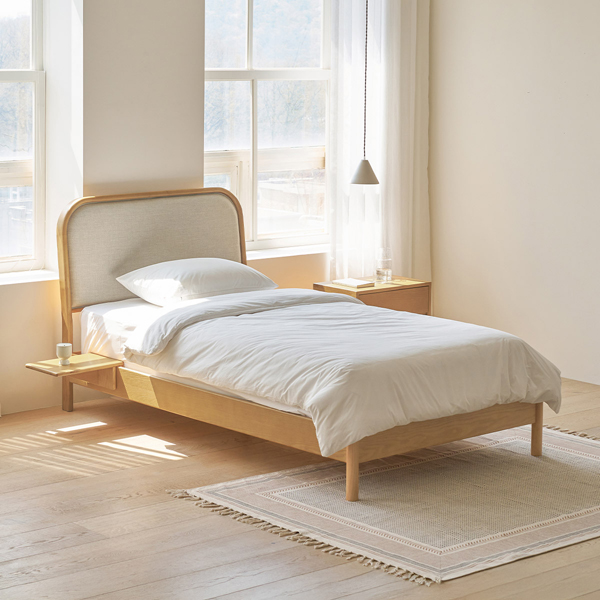 (슈퍼세일) 아이엔지홈 헤이븐 원목 패브릭 호텔 침대 프레임 SS