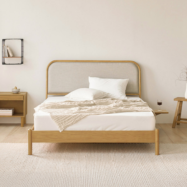 (슈퍼세일) 아이엔지홈 헤이븐 원목 패브릭 호텔 침대 프레임 Q 2colors