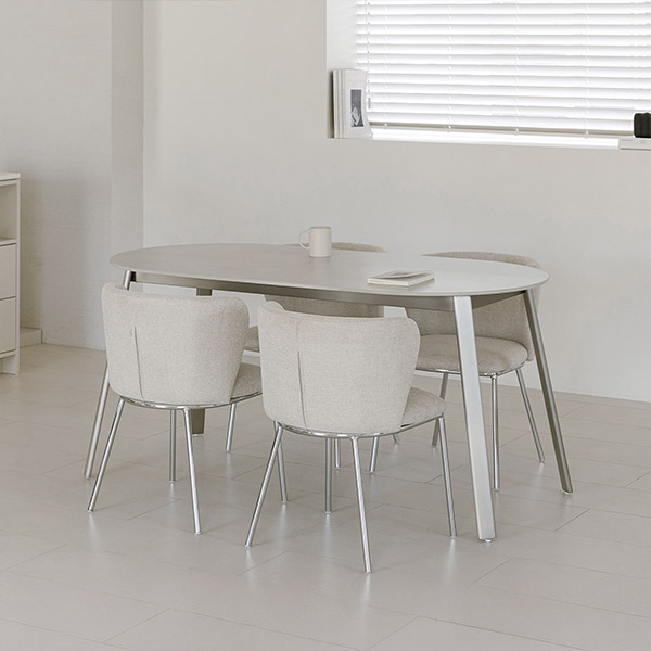 (1월특가) 아이엔지홈 비앙카 세라믹 실버 무광 식탁세트 (스톤엘 식탁+의자4) 2sizes (-2/2)