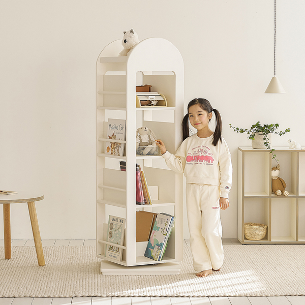 (1월특가) 아이엔지홈 루키 회전책장 4단 유아 전면 원목책장 2colors (-2/2)
