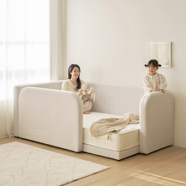 (1월특가) 아이엔지홈 포니엘 패브릭 저상형 아기침대 프레임 SS 안전가드+하프가드세트