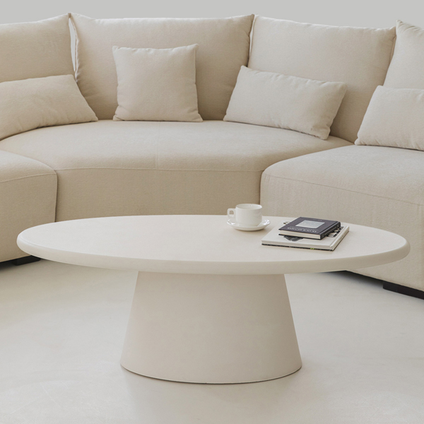 (2월특가) 아이엔지홈 리카 플러스 타원형 좌식 쇼파 거실테이블 1200 화이트