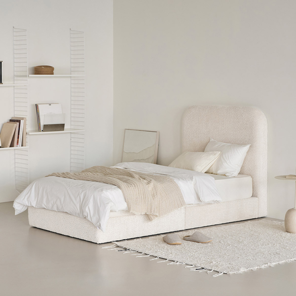 (슈퍼세일) 아이엔지홈 누보 저상형 부클 패브릭 침대 프레임 SS/Q