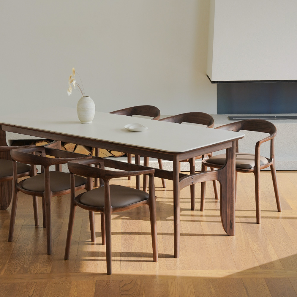 (1월특가) 라미에스 모에베 월넛 호두나무 원목 포세린 세라믹식탁