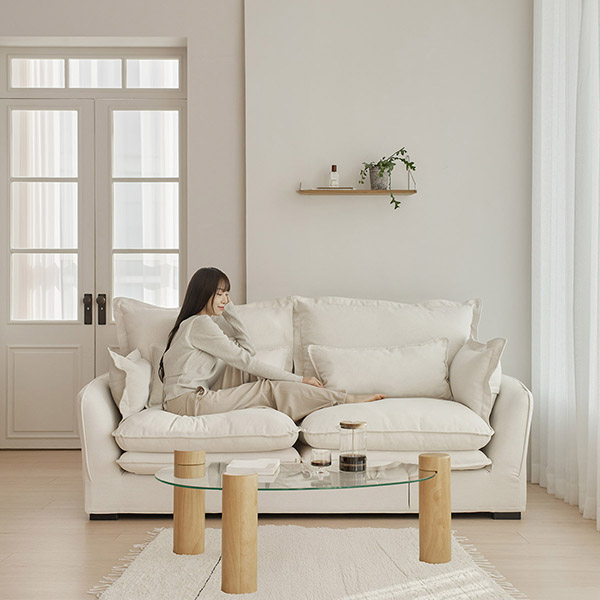 (1월특가) 아이엔지홈 플로라 3인용 패브릭 린넨 구스 소파