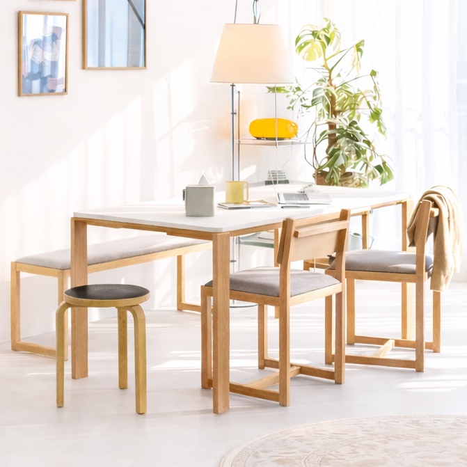 (슈퍼세일) [쿠폰] 세마나 화이트엣지 원목 테이블 - 1600x800 / SEMANA White(Fenix) Edge Table (~5/31)