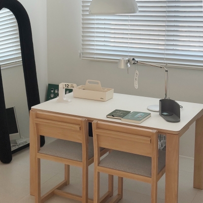 (1월특가) 세마나 화이트엣지 원목 테이블 - 1600x800 / SEMANA White(Fenix) Edge Table