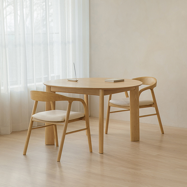 (슈퍼세일) 아이엔지홈 이던 2인용/4인용 원형 원목 테이블 세트 2colors