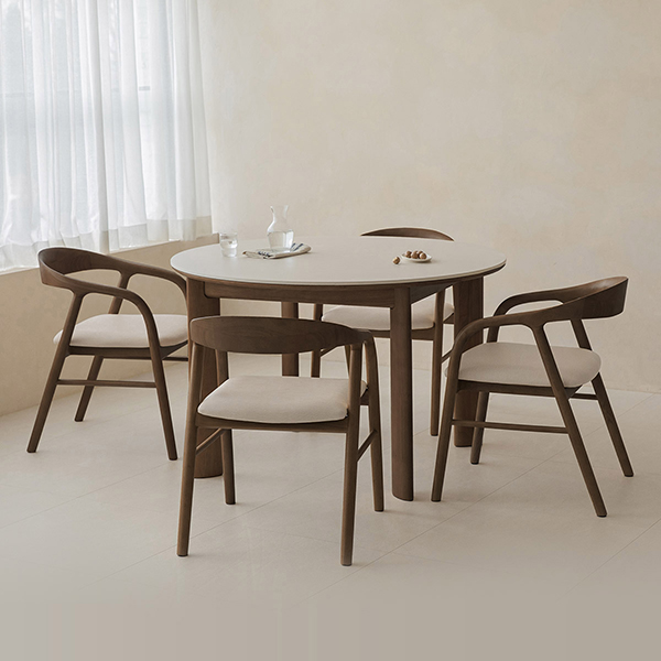 (슈퍼세일) 아이엔지홈 이던 2인용/4인용 원형 세라믹 원목 테이블 세트 2colors