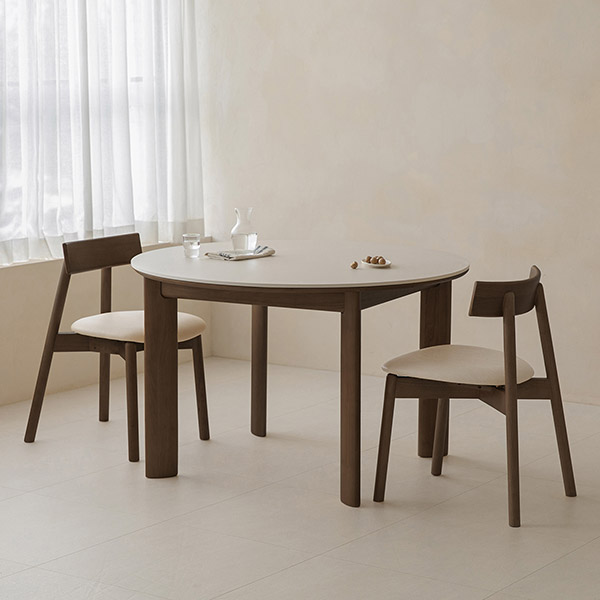 (슈퍼세일) 아이엔지홈 레브 2인용/4인용 원형 세라믹 원목 테이블 세트 2colors