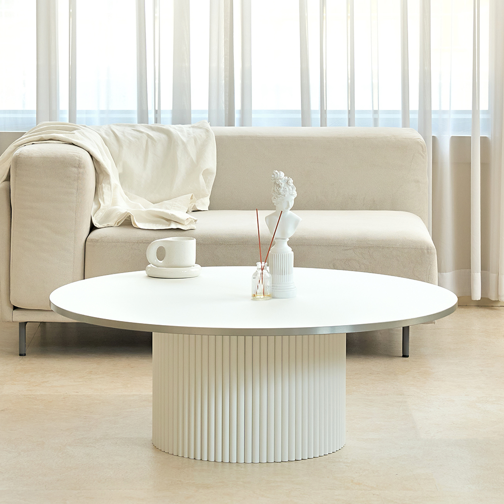 탄스 페닉스 템바보드 라운드 바쏘 1100 화이트 테이블