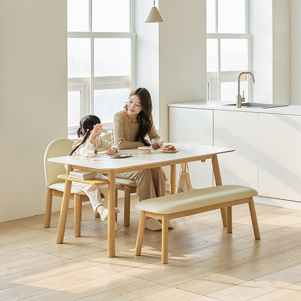 (페스타세일) 아이엔지홈 온담 세라믹 낮은 원목 식탁 세트 2sizes