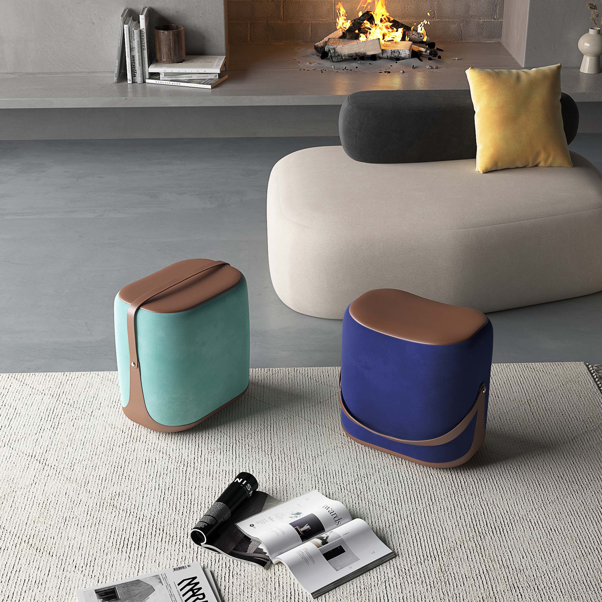 헨지디자인 모모 패브릭 보조 스툴