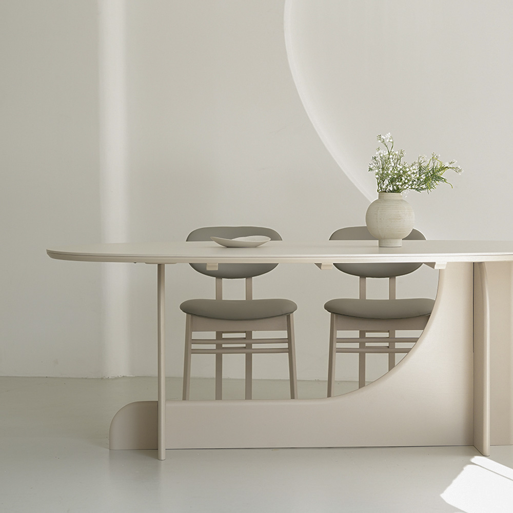 (페스타세일) 라미에스 디온 라이트 베이지 애쉬 원목 포세린 세라믹 라운드 식탁세트 4인용 1500 의자4 (-4/30)